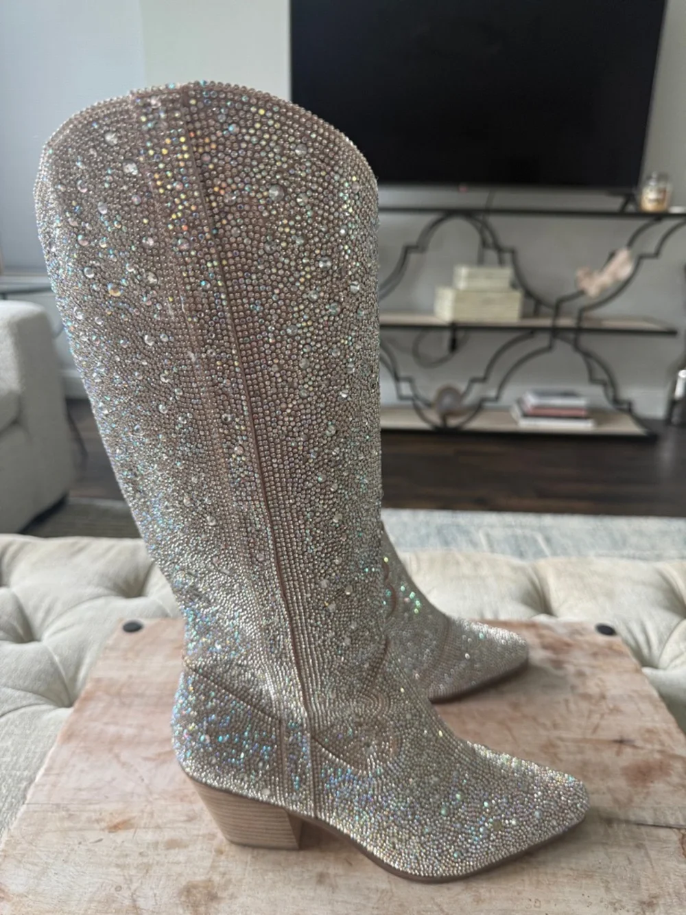 Matisse Iridescent Crystal-Embellished Boots